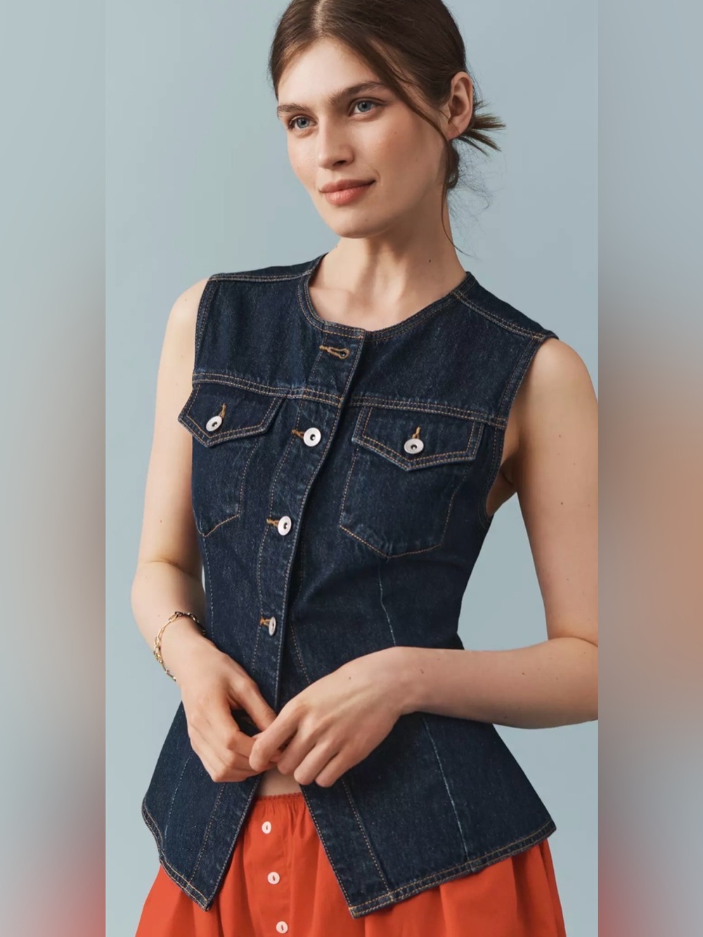 Sanctuary Marine Denim Vest Dark Wash Anthropologie Size Medium